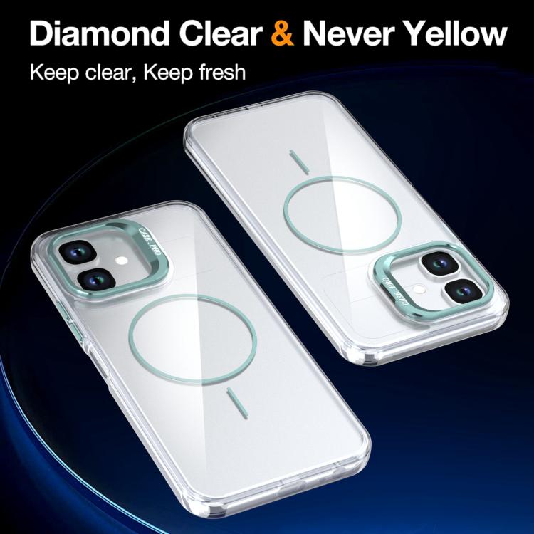  Прозрачный чехол Bright Color Clear с синей рамкой камеры и встроенным магнитным кольцом MagSafe для беспроводной зарядки 