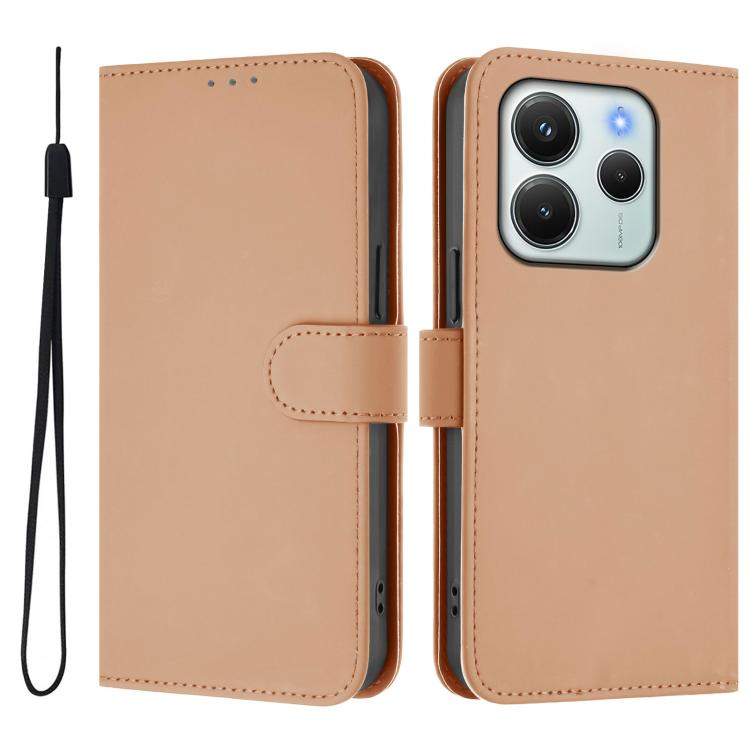 Чохол-книжка Skin Feel Solid Color Leather для Xiaomi Redmi Note 14 4G 164.48mm - Nude, загальний вигляд з ремінцем 