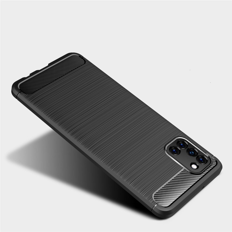 Чехол Brushed Texture Carbon Fiber на Samsung Galaxy A31 - черный 