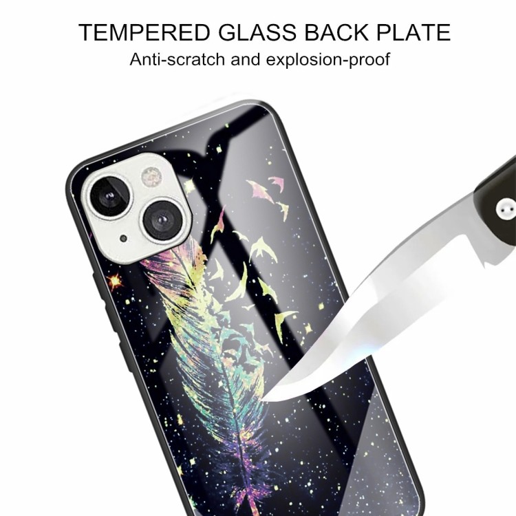 Протиударний захисний чохол для Айфон 13 міні з принтом квітів пуху та пера Протиударний захисний чохол для Айфон 13 міні з принтом квітів пуху та пера