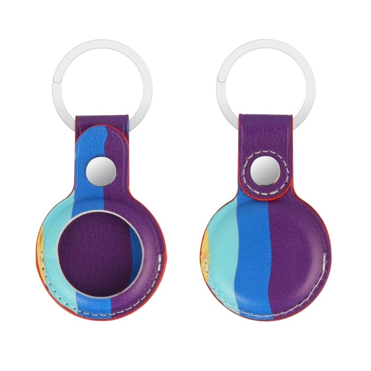 Кожаный брелок Rainbow с кольцом для ЭйрТег - фиолетовый 