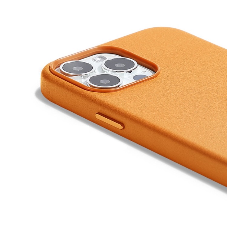 Кожаный противоударный чехол для Айфон 13 мини - желтый 
