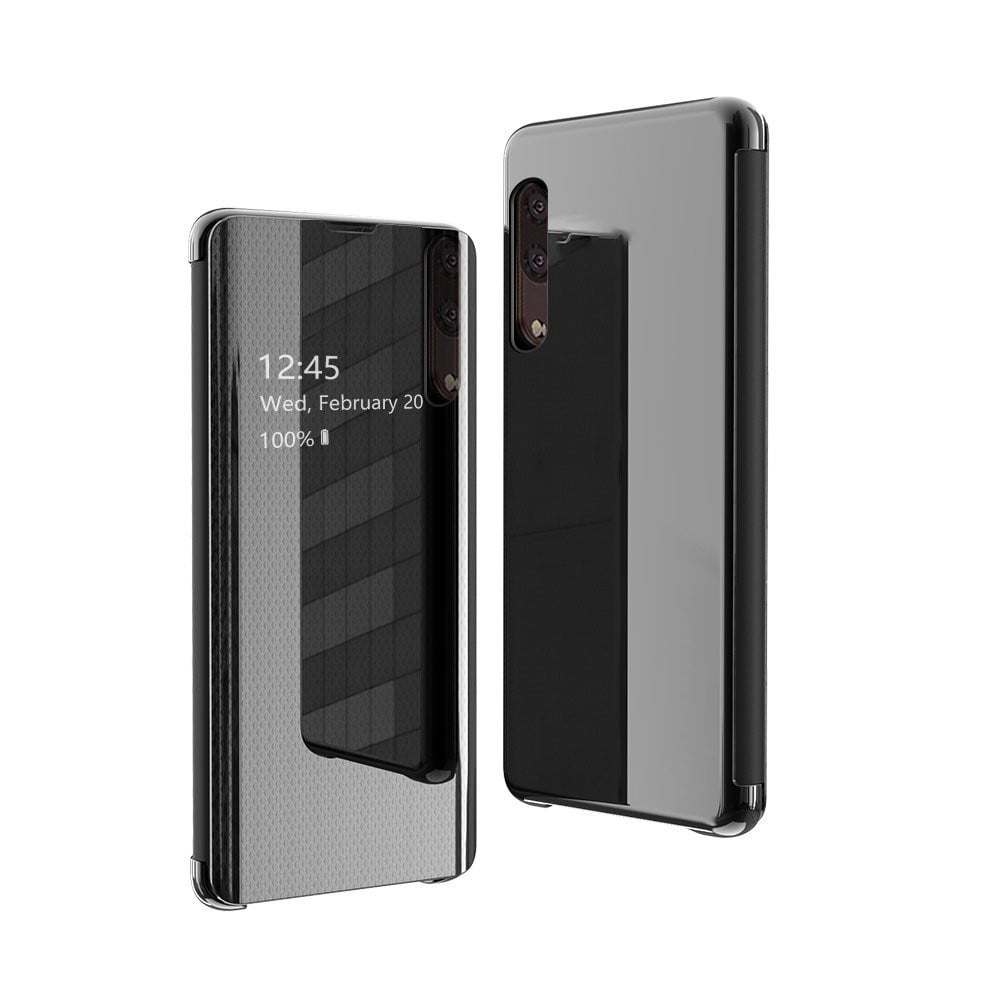 Зеркальный чехол-книжка Flip View Cover на Samsung Galaxy A50/A50S/A30S-черный 
