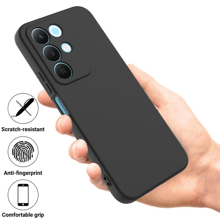  Силиконовый чехол Solid Color Liquid Silicone в черном цвете с защитой от царапин и отпечатков 