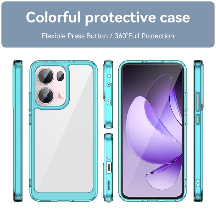  Стильный синий чехол Colorful Acrylic Series для OPPO Reno13 Pro с прозрачной задней панелью  