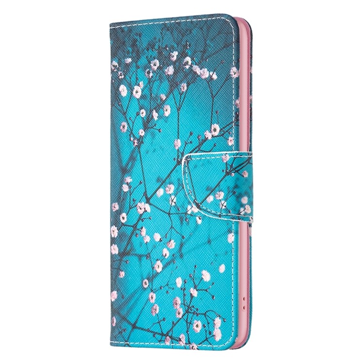 Стильный чехол-книжка Colored Drawing Pattern для Samsung Galaxy M14 5G - Plum Blossom. 