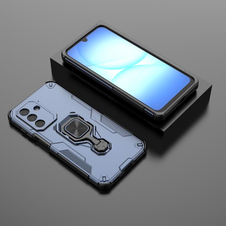 Синий противоударный чехол Metal Kickstand для Samsung Galaxy A17 5G с металлическим кольцом-подставкой   Синий противоударный чехол Metal Kickstand для Samsung Galaxy A17 5G с металлическим кольцом-подставкой