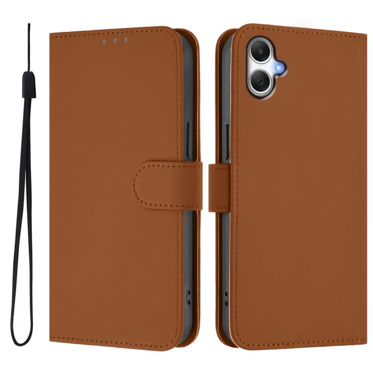 Коричневий чохол-книжка для Samsung Galaxy A07 з магнітною застібкою та шнурком 