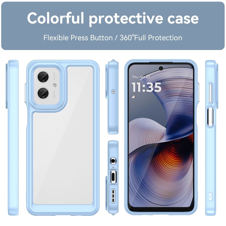 Многоугольная защита и стильный дизайн — Colorful Acrylic Series для Motorola Moto G55 5G (синий) 