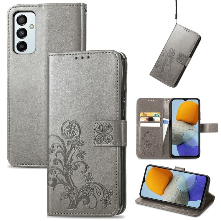 Стильний чохол-книжка Four-leaf Clasp Embossed на Samsung Galaxy M23 Стильний чохол-книжка Four-leaf Clasp Embossed на Samsung Galaxy M23