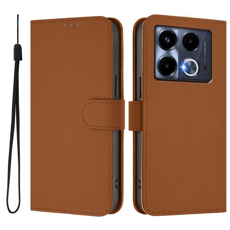 
Чехол-книжка Skin Feel Solid Color Leather для Infinix Note 40 4G — вид спереди и сзади с ремешком
 