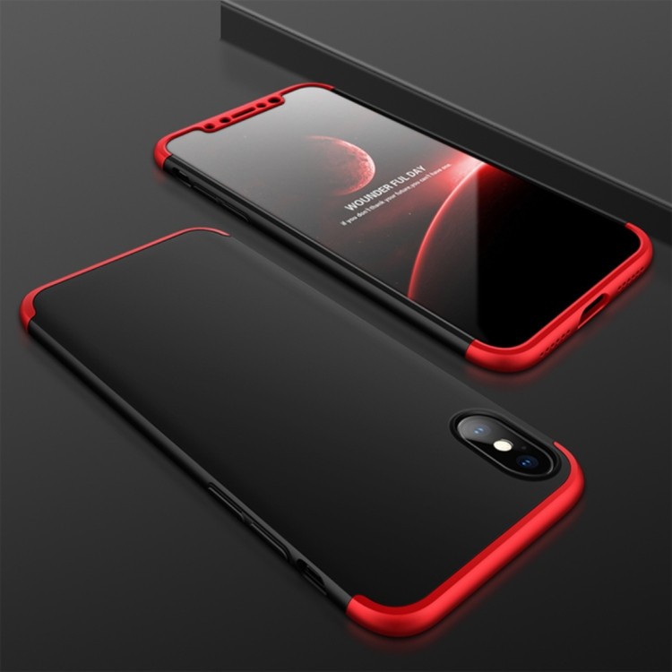 3D чехол GKK на iPhone X / XS -черно- красный 