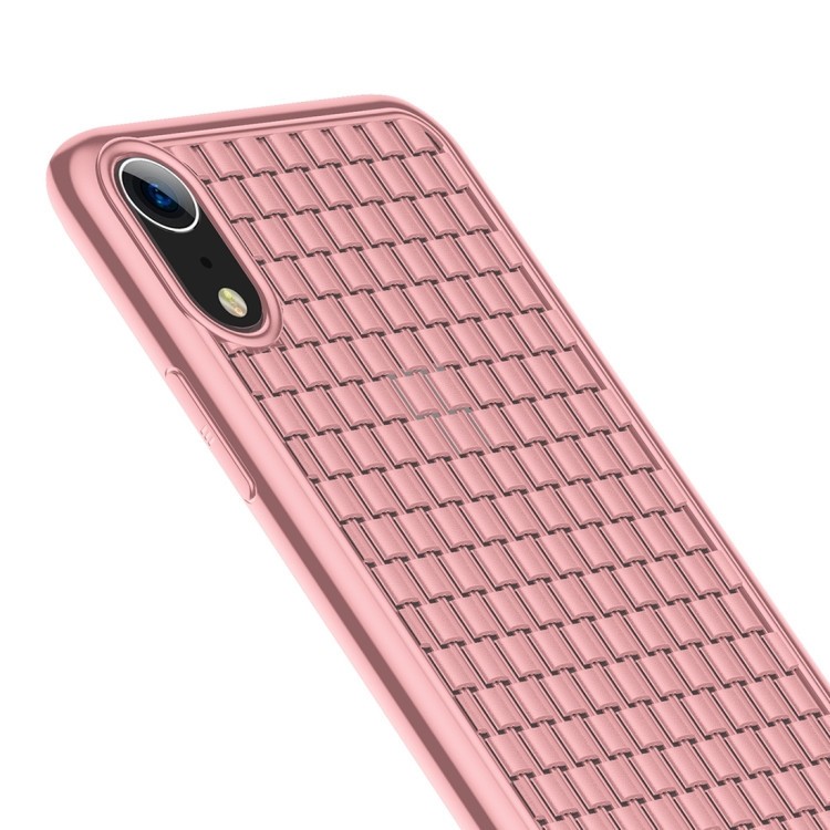 Ультратонкий силиконовый чехол Baseus Weave Style для Айфон XR-розовый
