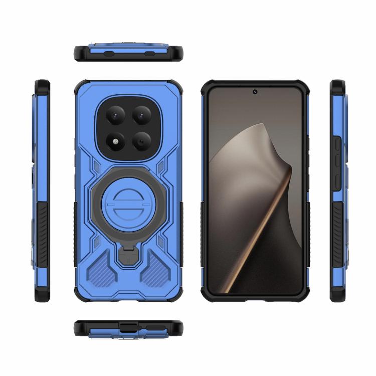  Противоударный чехол J-20 с магнитной подставкой для Redmi Note 15 Pro в синем цвете 