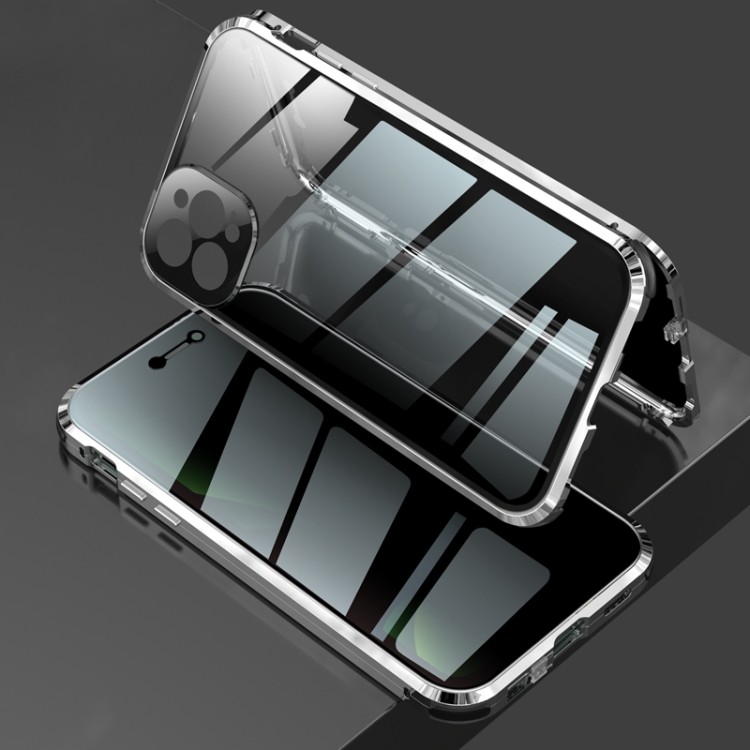 Серебристый магнитный чехол на Айфон 12 Про Макс