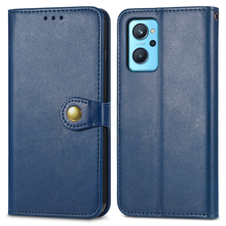 Чехол-книжка Retro Solid Color для Realme 9i/OPPO A76/A96 - синий 