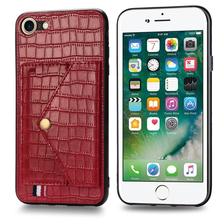 Чехол Crocodile Pattern Shatter-resistant на iPhone SE 2020/7/8 - красный 
