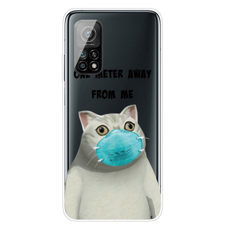 Противоударный чехол Colored Drawing Clear на Xiaomi Mi 10T / 10T Pro - Mask Cat  Противоударный чехол Colored Drawing Clear на Xiaomi Mi 10T / 10T Pro - Mask Cat