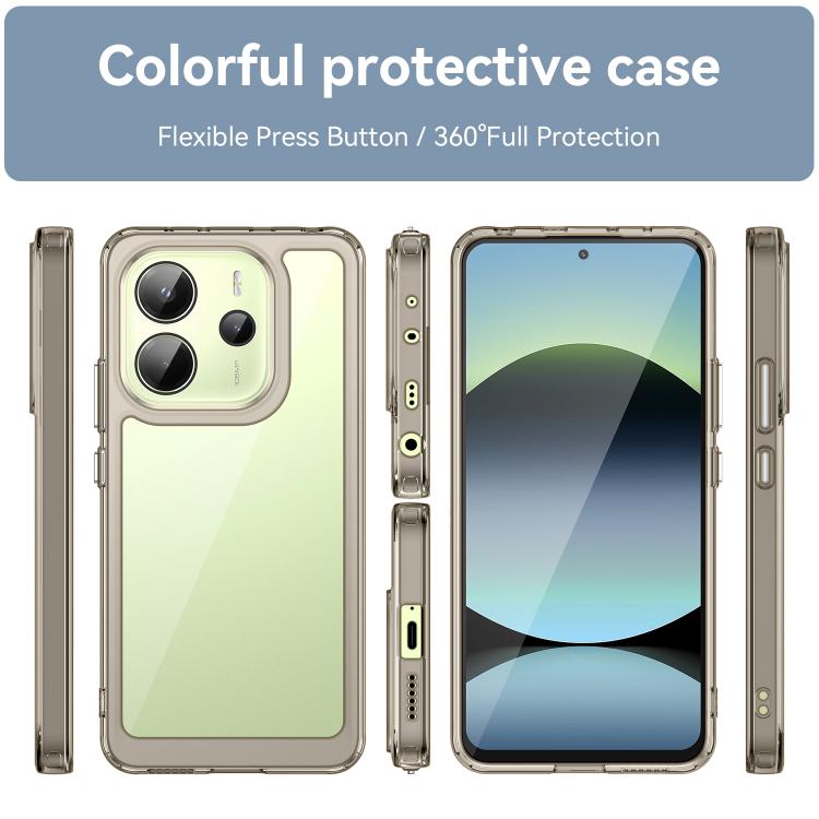 Елегантний протиударний чохол сірого кольору для Redmi Note 14 4G з прозорою акриловою спинкою 