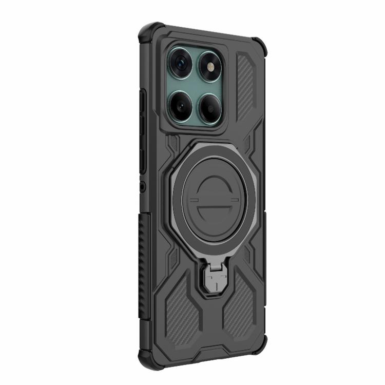 Детальный вид черного чехла с кольцом-держателем и защитными элементами Детальный вид черного чехла с кольцом-держателем и защитными элементами