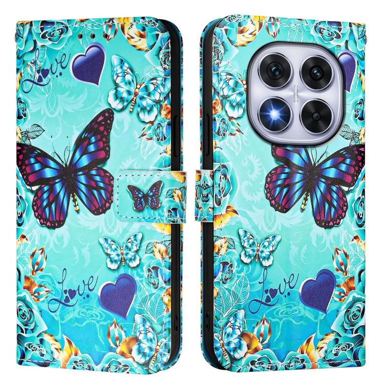 Елегантний чохол-книжка з яскравими метеликами на бірюзовому фоні для Xiaomi Poco X7 5G   Елегантний чохол-книжка з яскравими метеликами на бірюзовому фоні для Xiaomi Poco X7 5G
