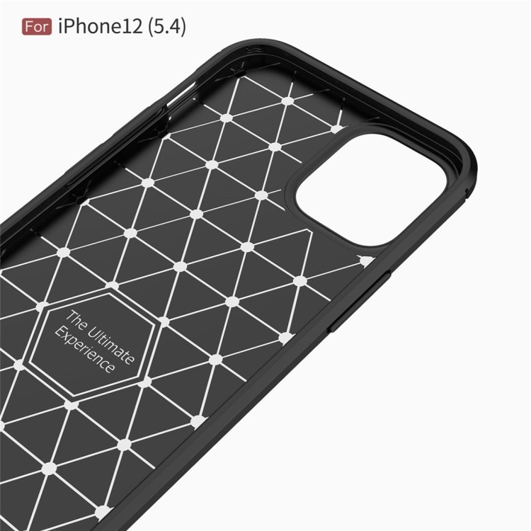 Чехол Brushed Texture Carbon Fiber на Айфон 12 Mini- черный 