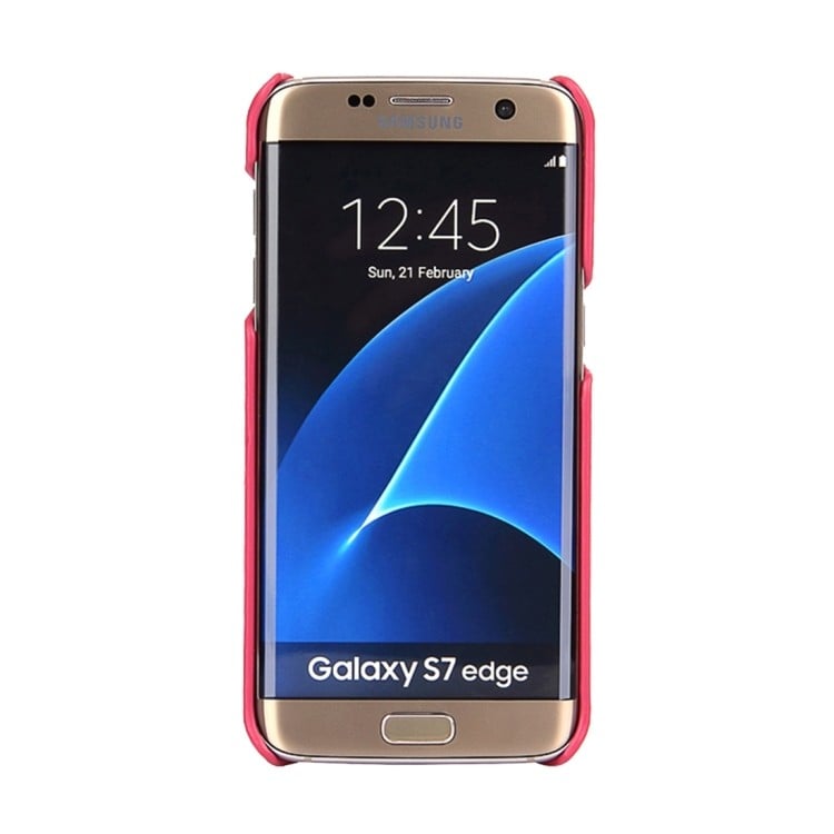 Кожаный Чехол для Самсунг Галакси S7 Edge / G935 - пурпурно-красный 