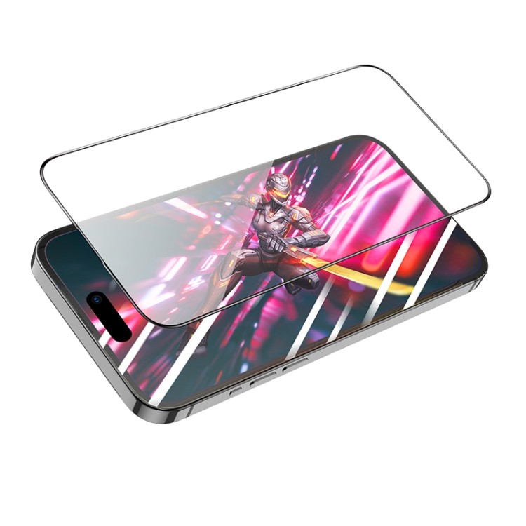 Защитное стекло hoco A34 9D Large Arc Dustproof Diamond на iPhone 15 Pro Max 