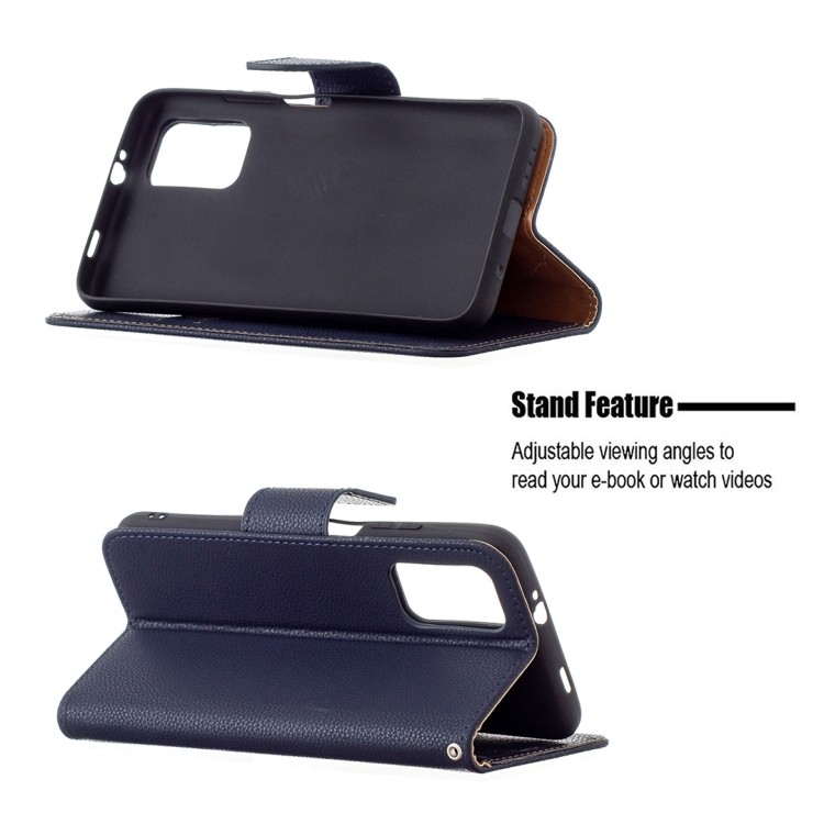 Синій Чохол-книжка Litchi Texture Pure Color на Xiaomi Redmi 9T 