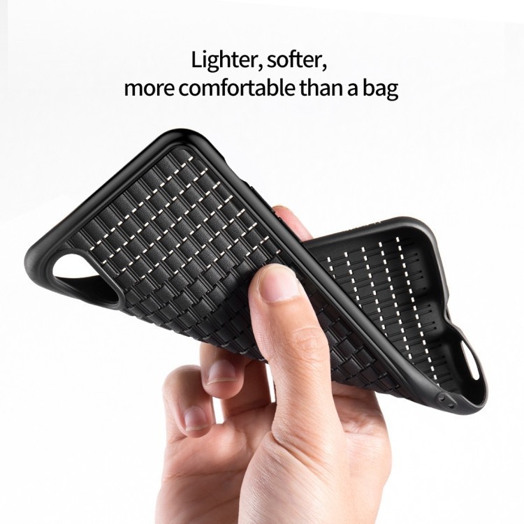 Ультратонкий силиконовый чехол Baseus Weave Style на Айфон XS Max-черный 
