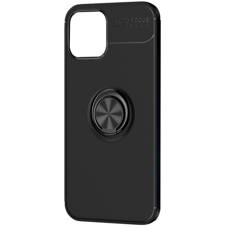 Чехол накладка черного цвета с кольцом подставкой для Айфон 12 Мини