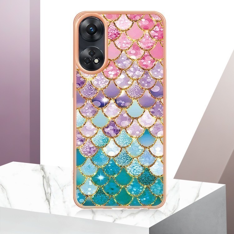 Противоударный чехол Electroplating IMD для OPPO Reno8 T 4G - Scales в полном блеске Противоударный чехол Electroplating IMD для OPPO Reno8 T 4G - Scales в полном блеске