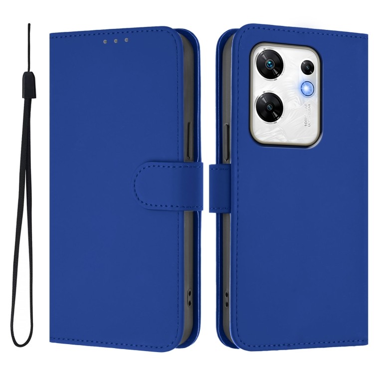 Чехол-книжка Skin Feel синего цвета для Infinix Zero 30 4G с ремешком 