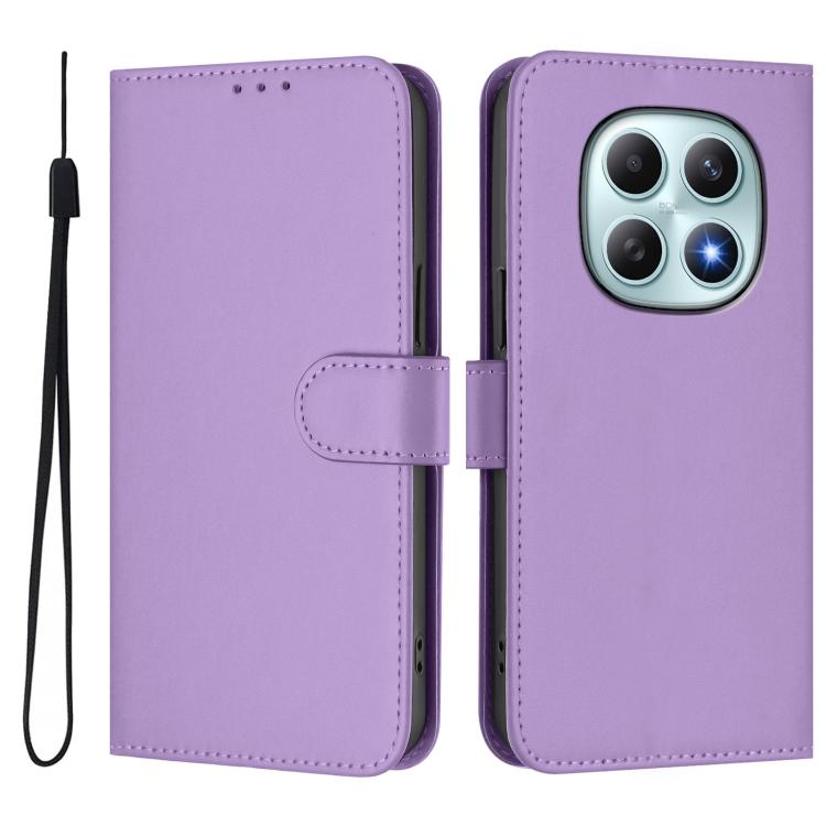 Лавандовый чехол-книжка Skin Feel для Redmi Note 15 5G с магнитной застежкой и шнурком 