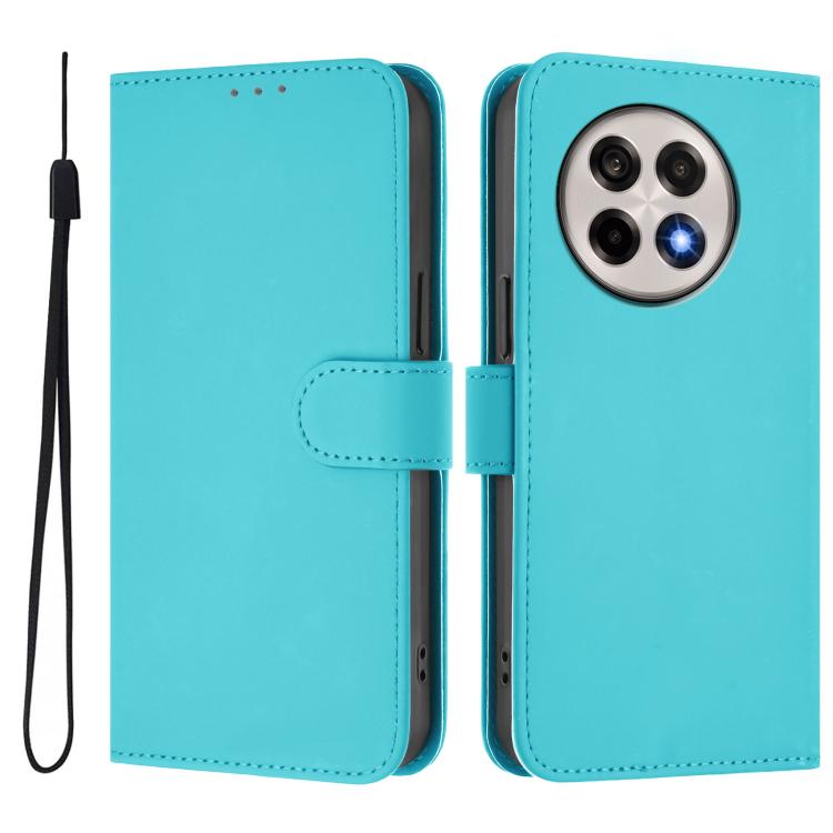  Элегантный голубой чехол-книжка Skin Feel S-type для OnePlus 13R/Ace 5/Ace 5 Pro с карточными отделениями и ремешком  