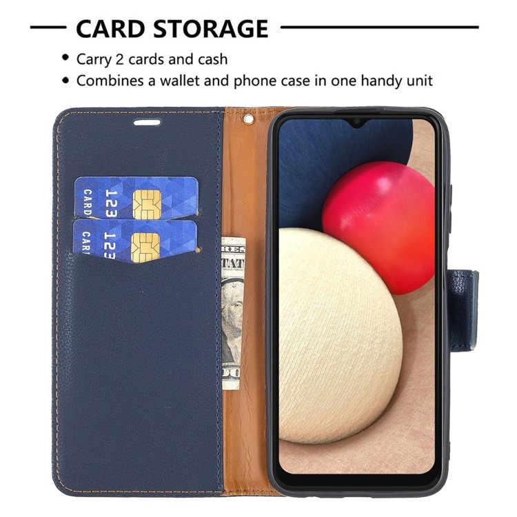 Элегантный синий чехол-книжка Litchi для Samsung Galaxy A03s 