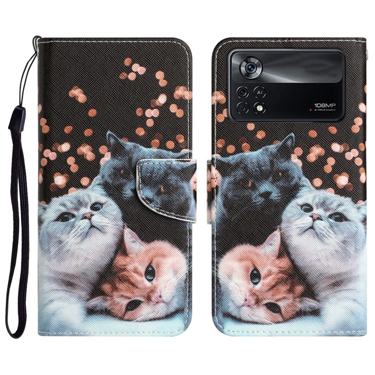 Чехол-книжка с тремя кошками для Xiaomi Poco X4 Pro 5G 