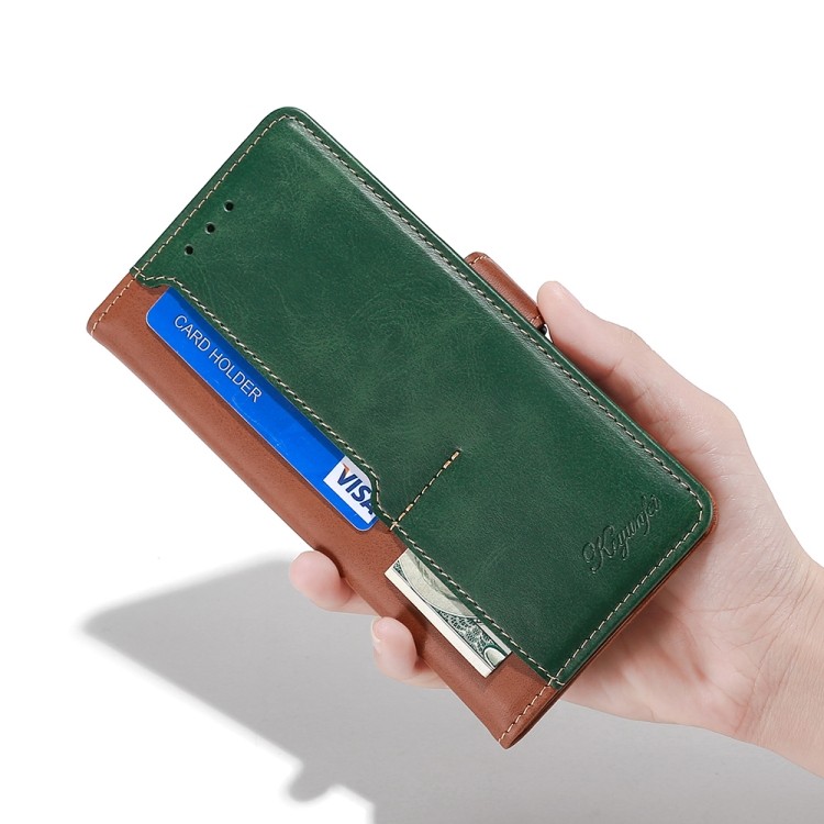 Зеленый чехол-книжка на Айфон 14 Плюс со слотами