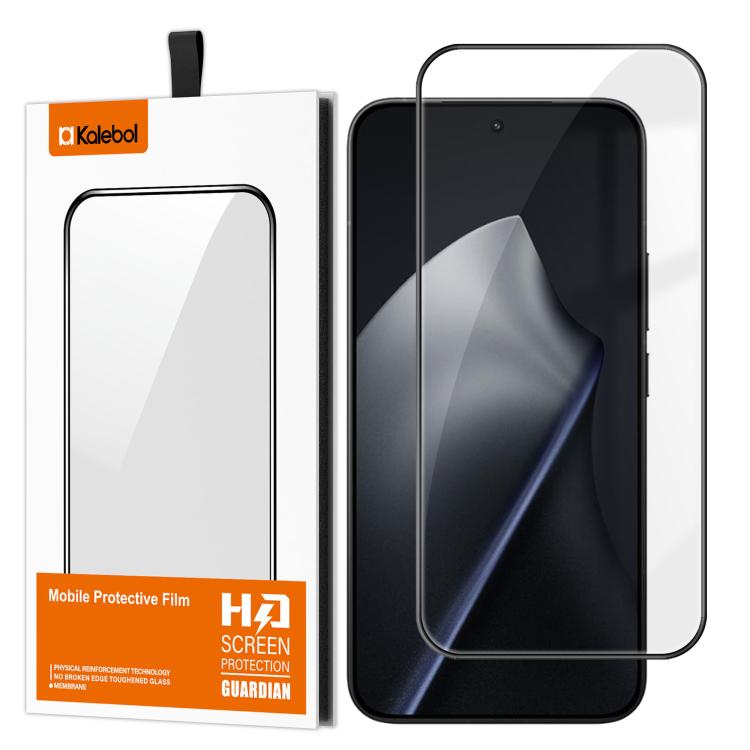 Захисне скло Kalebol для Xiaomi 15T в упаковці та на смартфоні Захисне скло Kalebol для Xiaomi 15T в упаковці та на смартфоні