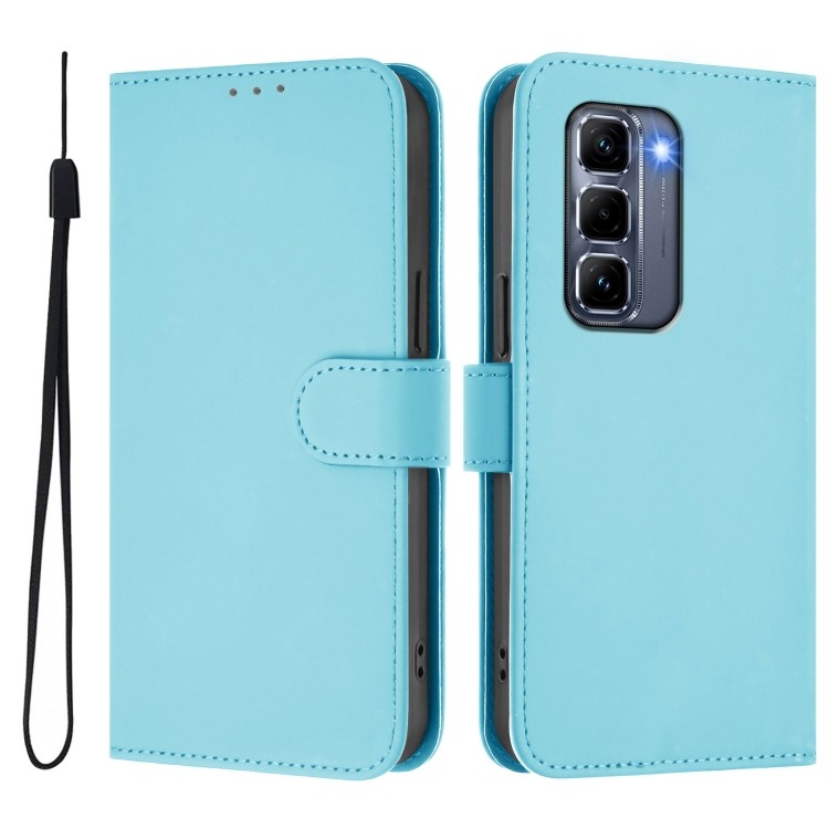 Чохол-книжка Skin Feel Solid Color Leather для Infinix Hot 50 Pro+ — блакитний, вид спереду і ззаду 