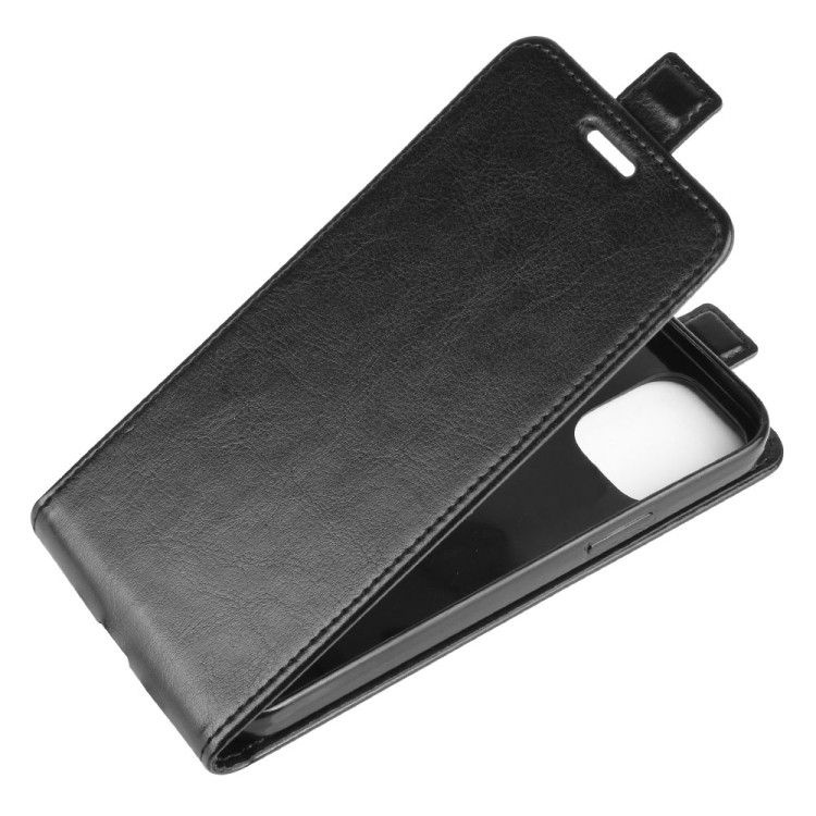 Кожаный флип-чехол черного цвета для Айфон 12 Мини