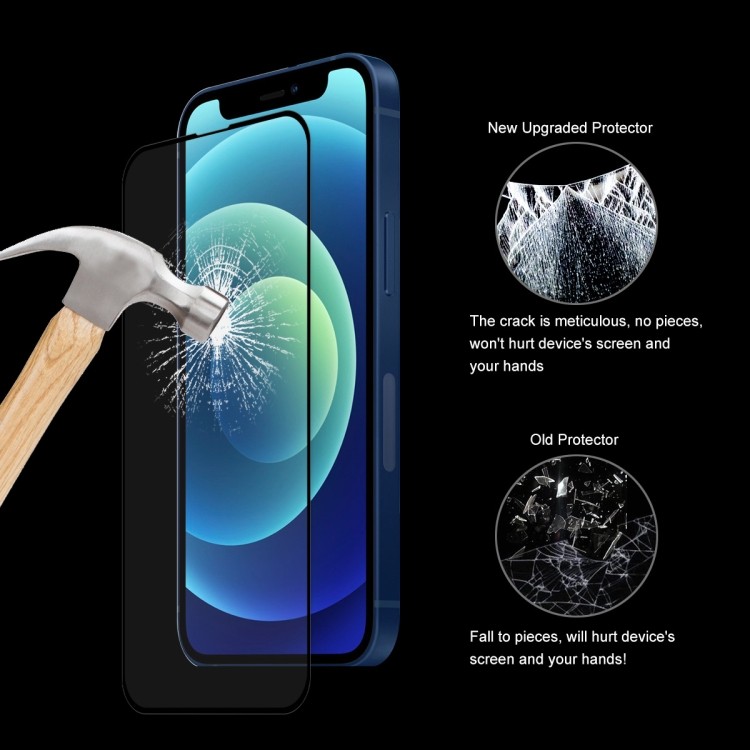 Противоударное стекло с черной рамкой на Айфон 13 Про Макс 