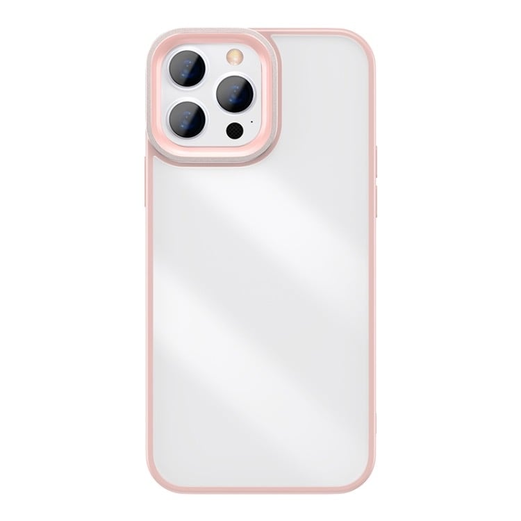 Полупрозрачный чехол накладка с розовой рамкой на Айфон 13 Про Макс 