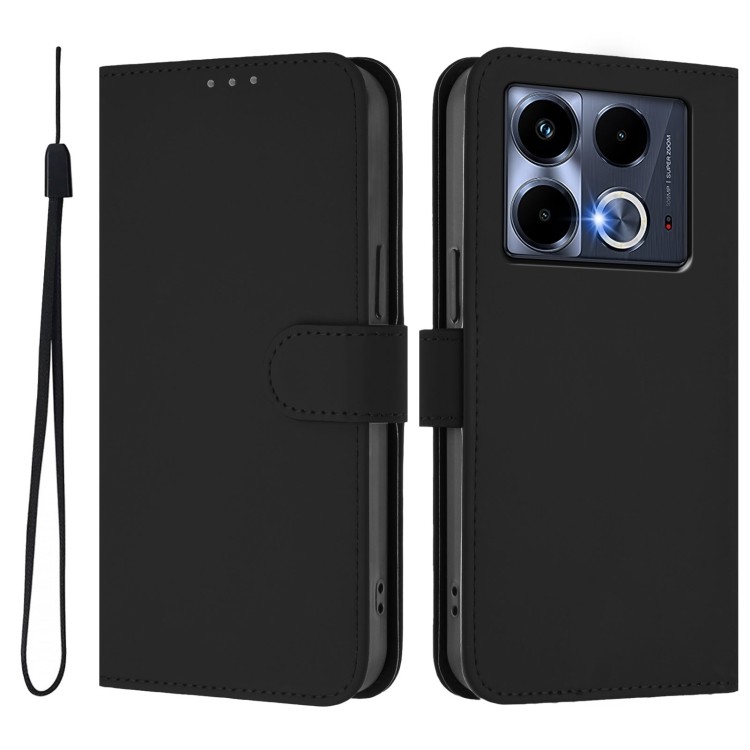 Елегантний чорний чохол-книжка Skin Feel з магнітною застібкою та ремінцем Елегантний чорний чохол-книжка Skin Feel з магнітною застібкою та ремінцем