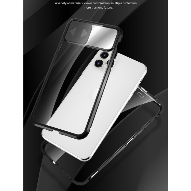 Двусторонний магнитный чехол с зеркальным дизайном для iPhone 12 mini-серебристый 