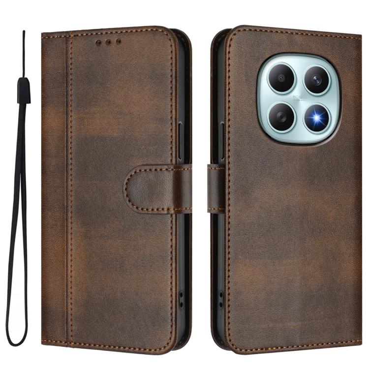 Чехол-книжка Line Splicing в коричневому кольорі з магнітною застібкою для Redmi Note 15 5G Чехол-книжка Line Splicing в коричневому кольорі з магнітною застібкою для Redmi Note 15 5G