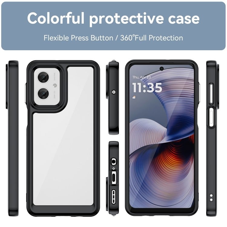  Стильная защита Colorful Acrylic Series с прозрачной задней панелью и черной рамкой для Motorola Moto G55 5G  