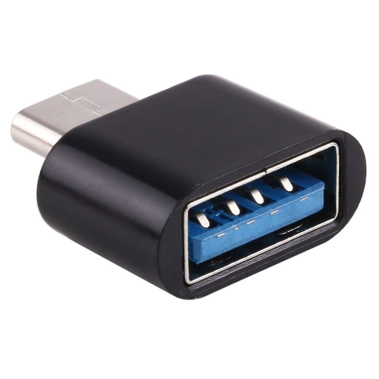 Черный адаптер Plastic USB-C / Type-C Male to USB 2 Female OTG 