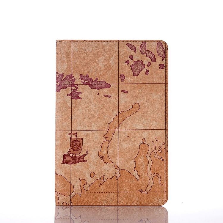 Чехол - книжка Map Pattern на iPad 8/7 10.2 (2019/2020) - коричневый