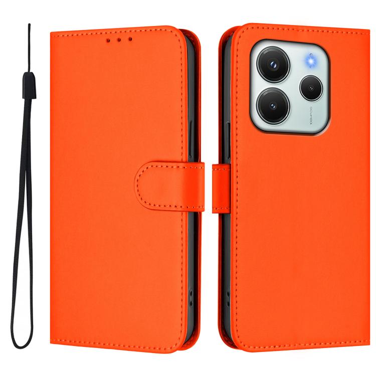 Стильний оранжевий чохол-книжка Skin Feel для Xiaomi Redmi Note 14 4G Стильний оранжевий чохол-книжка Skin Feel для Xiaomi Redmi Note 14 4G